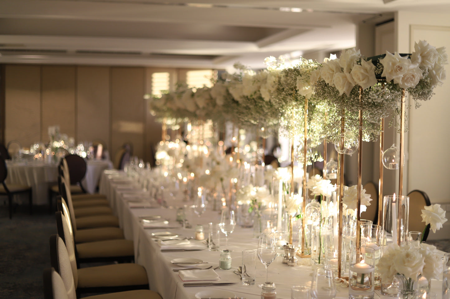 White taper candle + clear holder